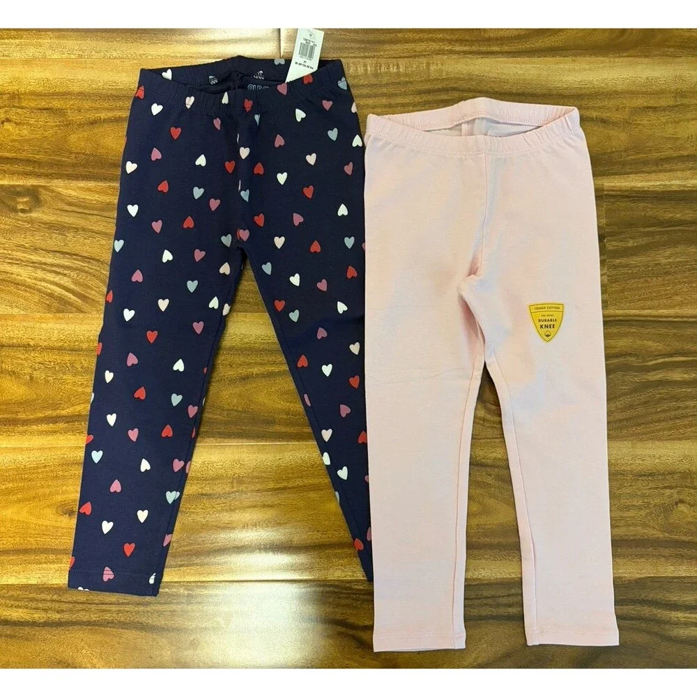 NWT Legging Bundle, Old Navy & Cat & Jack, Hearts & Light Pink, Size 3T